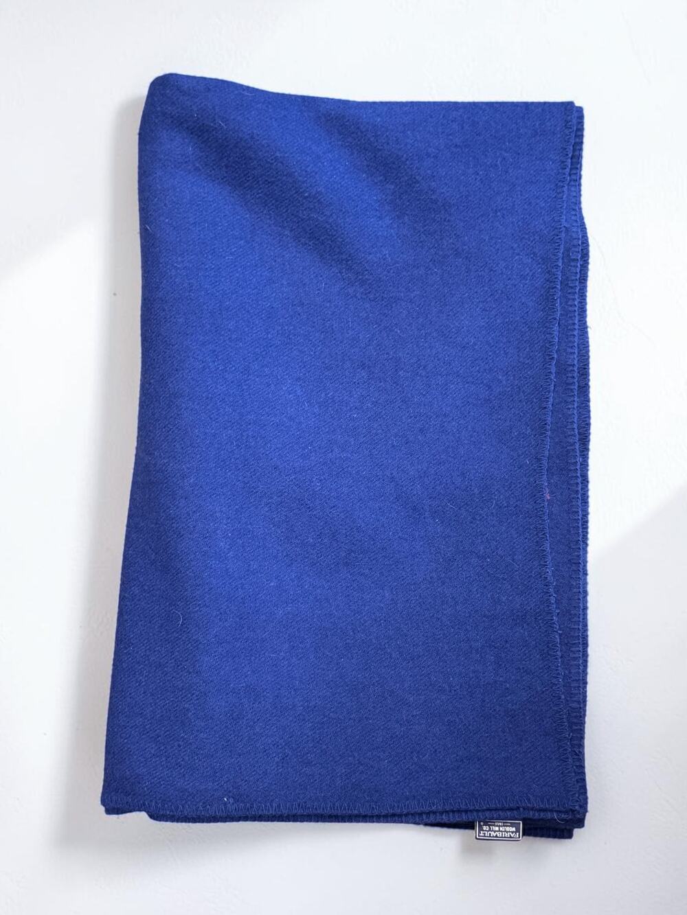 Vintage Faribo Virgin Wool Royal Blue Wool Blanket Bound Edges 66"x 102"